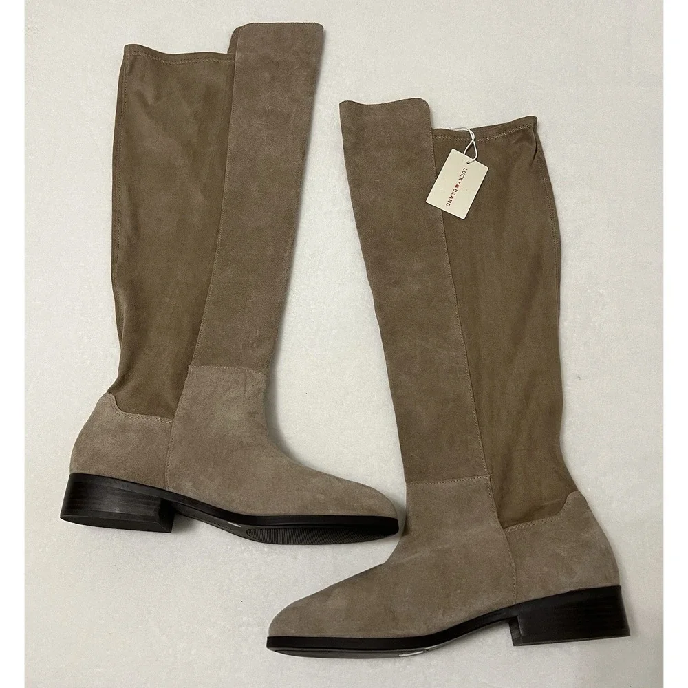 Lucky Brand Calypso Over The Knee Tall Tan Suede Pull On Boho Western‎ Boots 12M